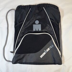Ironman 70.3 Drawstring Backpack – Black Mesh Branded Bag